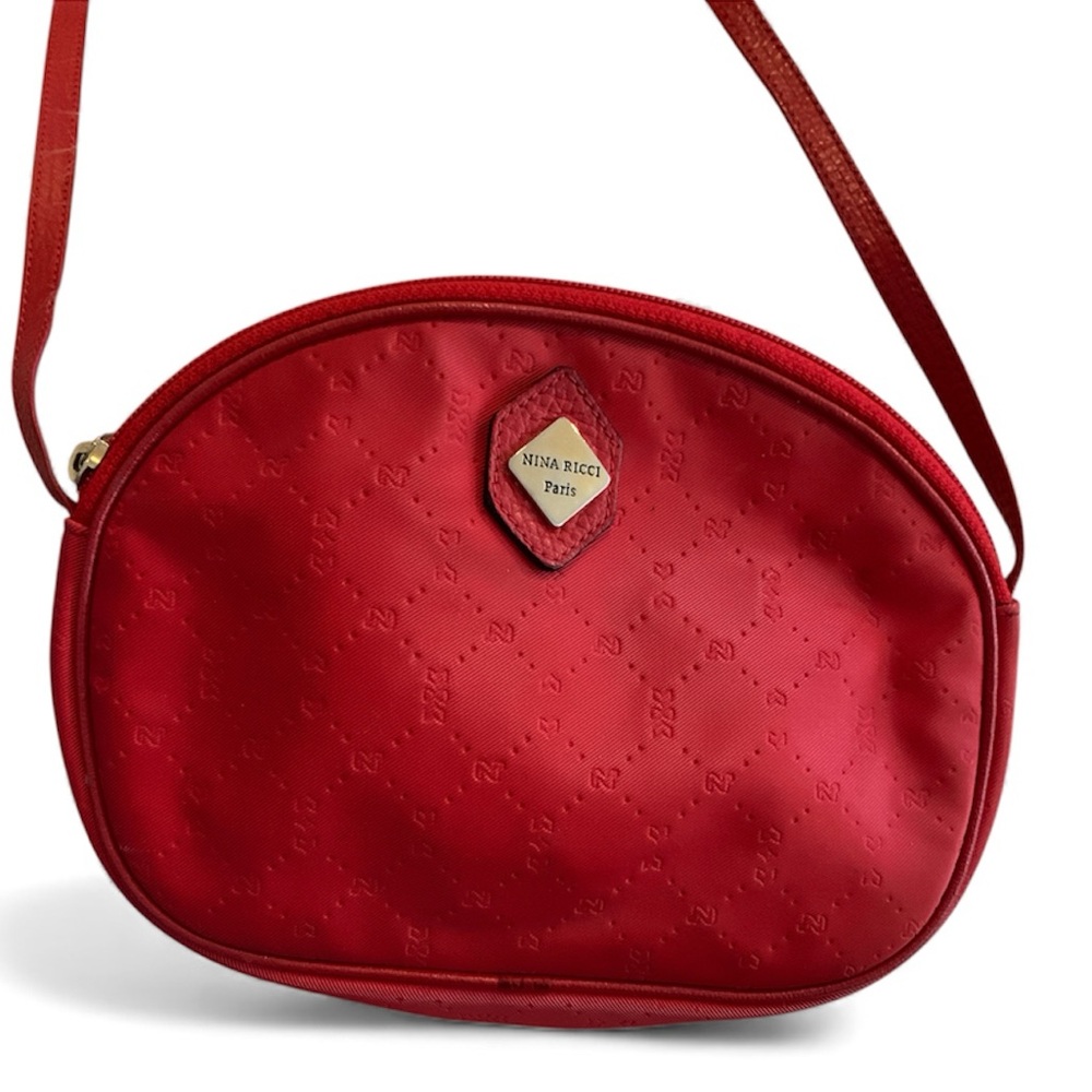 NINA RICCI Vintage Red Leather Crossbody - Picture 4 of 7